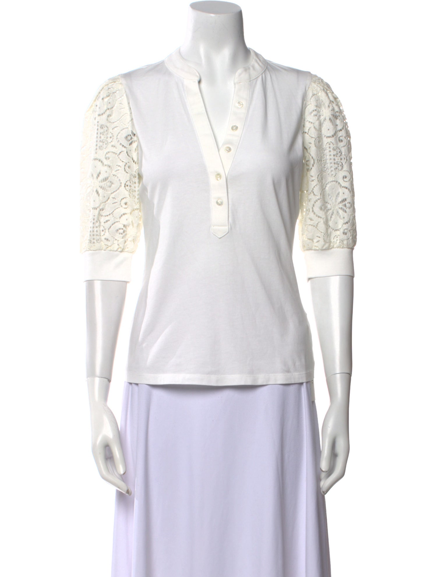 Veronica Beard V-Neck Three-Quarter Sleeve Polo