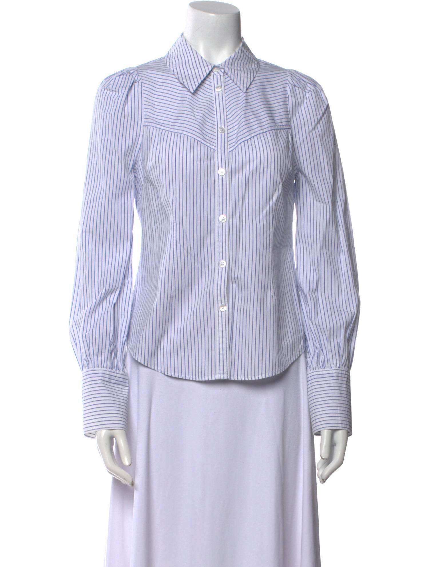 Veronica Beard Striped Long Sleeve Button-Up Top