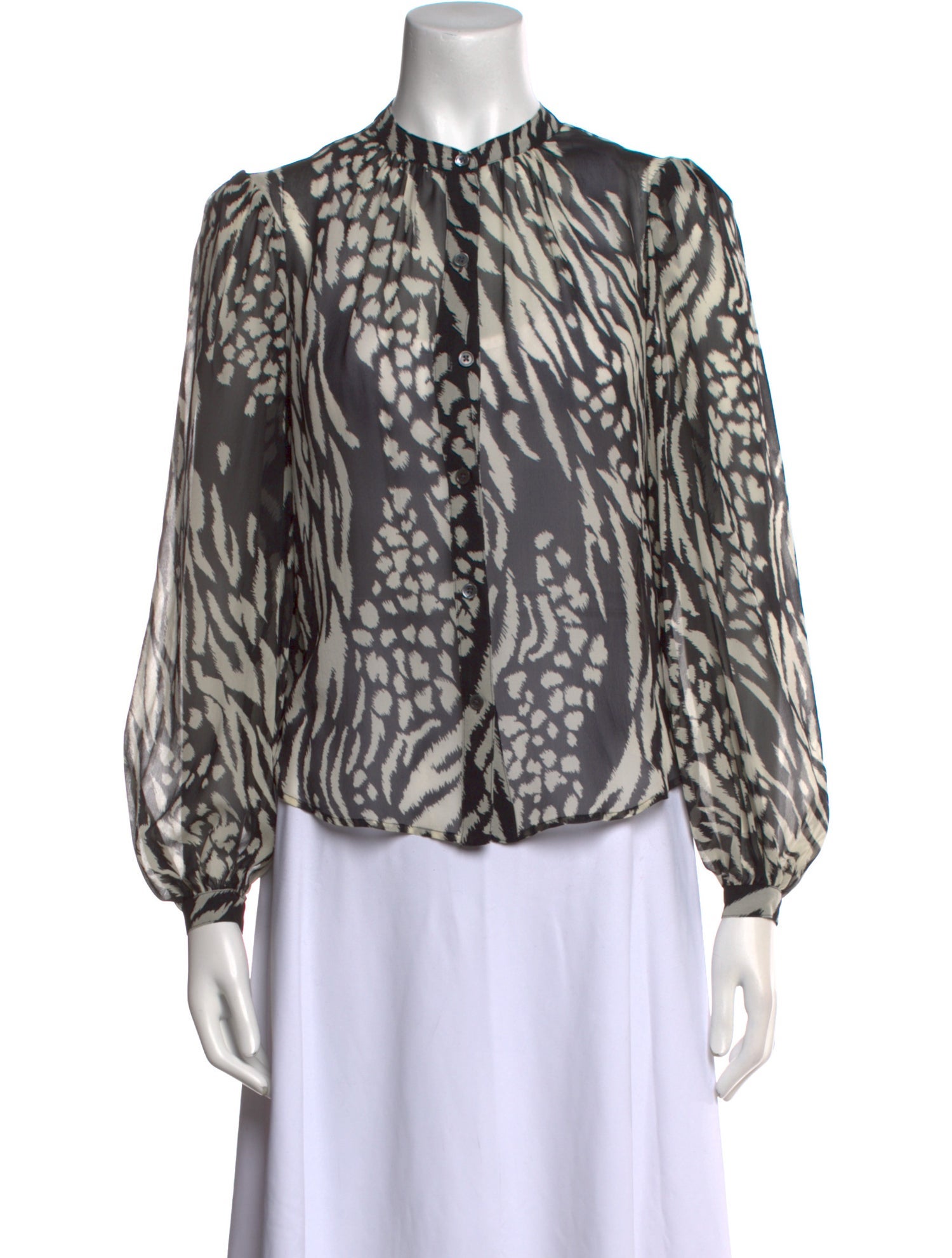 Veronica Beard Silk Animal Print Blouse
