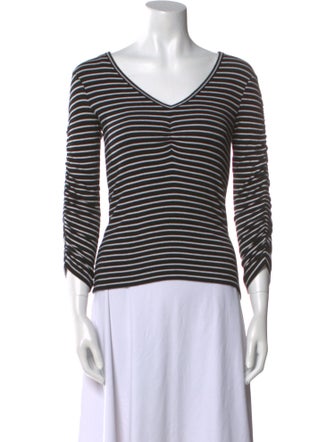 Veronica Beard Striped V-Neck T-Shirt