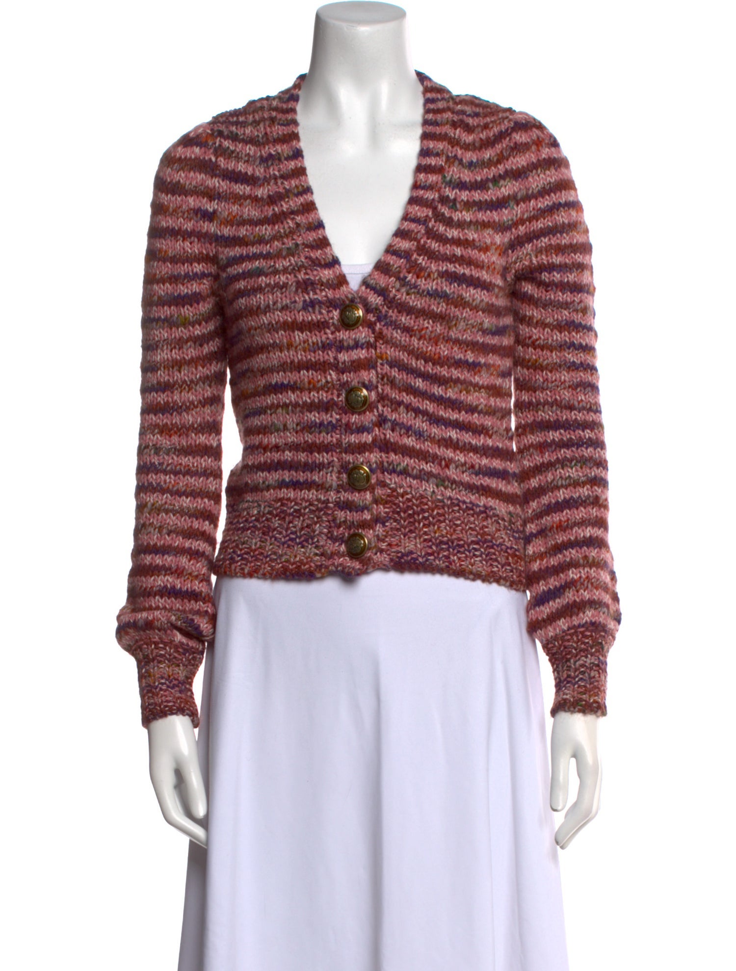 Veronica Beard Striped V-Neck Sweater