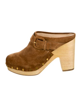 Veronica Beard Suede Studded Accents Mules