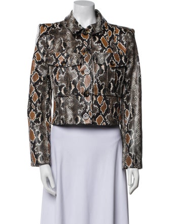 Veronica Beard Vegan Leather Animal Print Evening Jacket