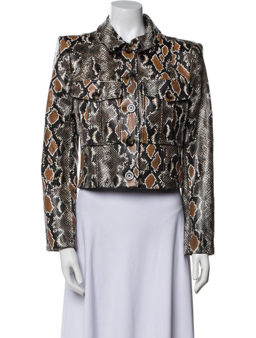 Veronica Beard Vegan Leather Animal Print Evening Jacket