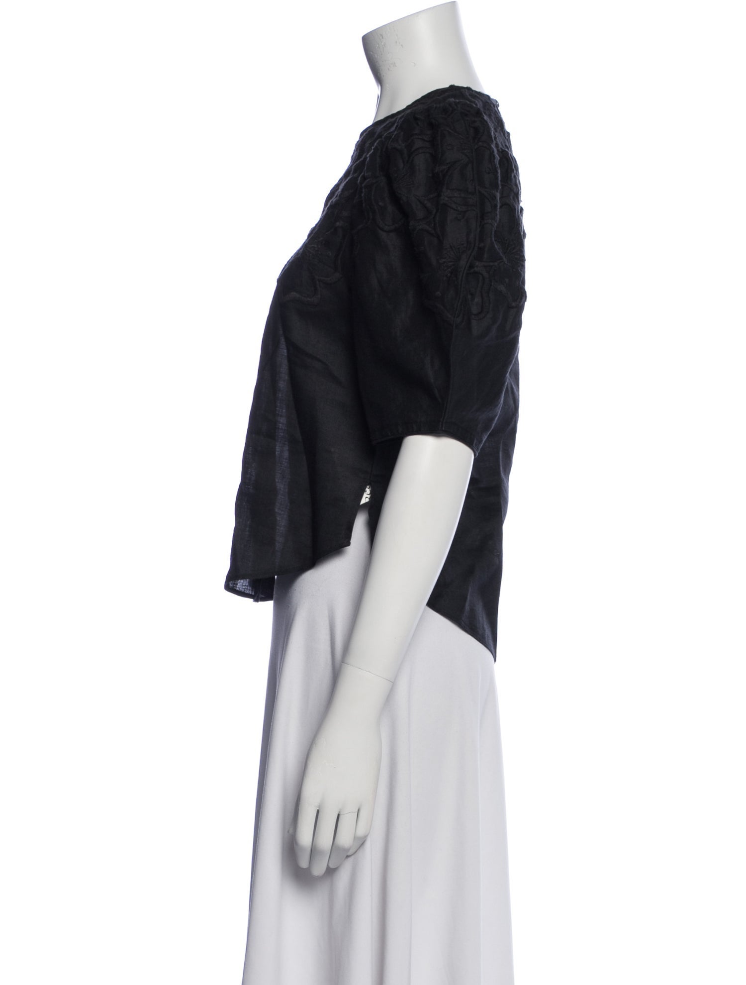 Veronica Beard Crew Neck Short Sleeve Crop Top