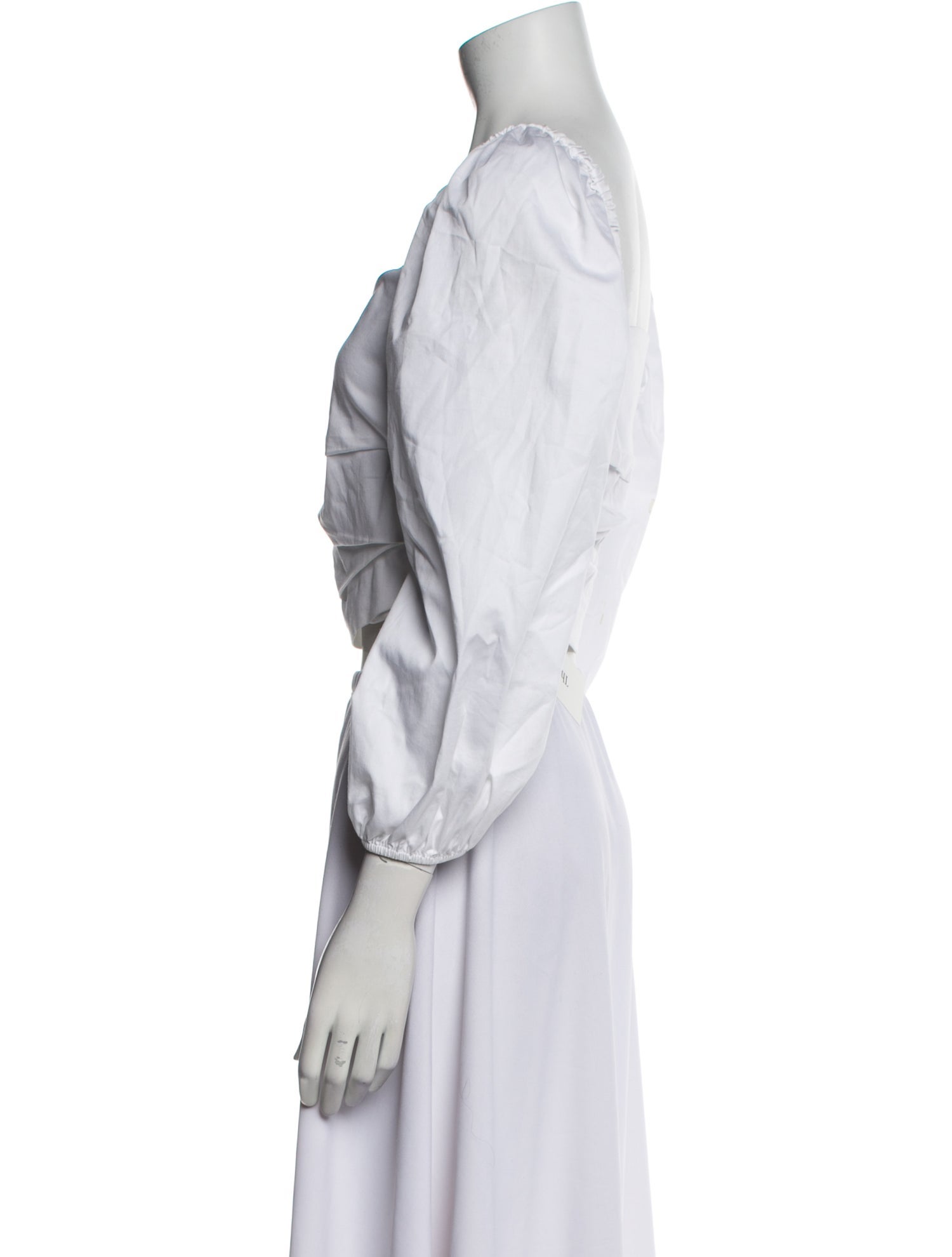 Veronica Beard Square Neckline Three-Quarter Sleeve Crop Top