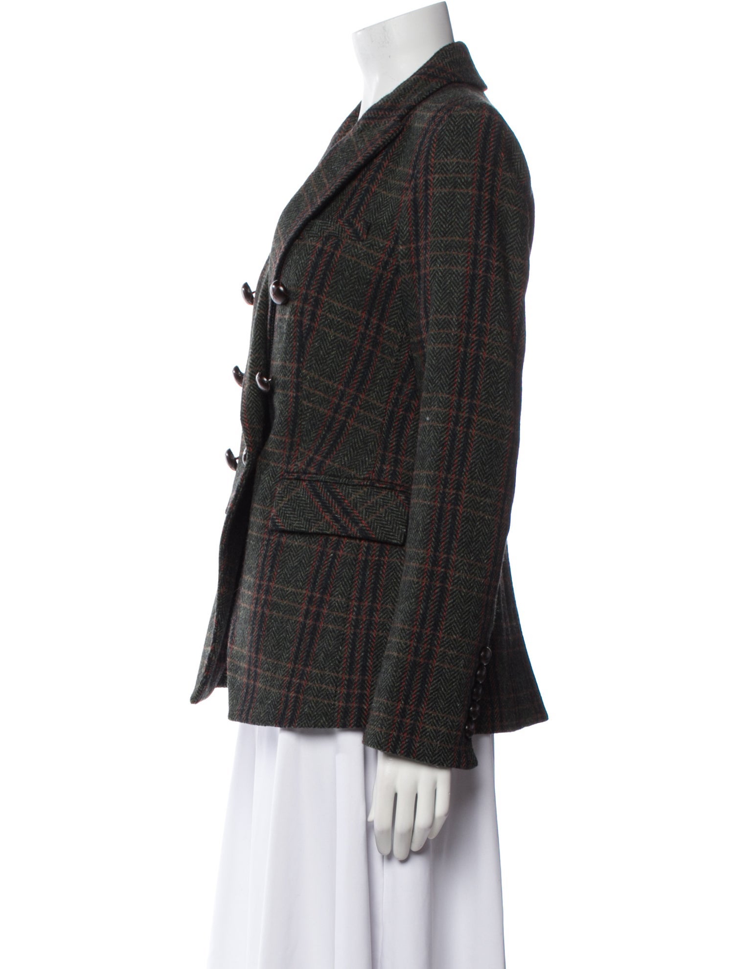 Veronica Beard Virgin Wool Plaid Print Blazer