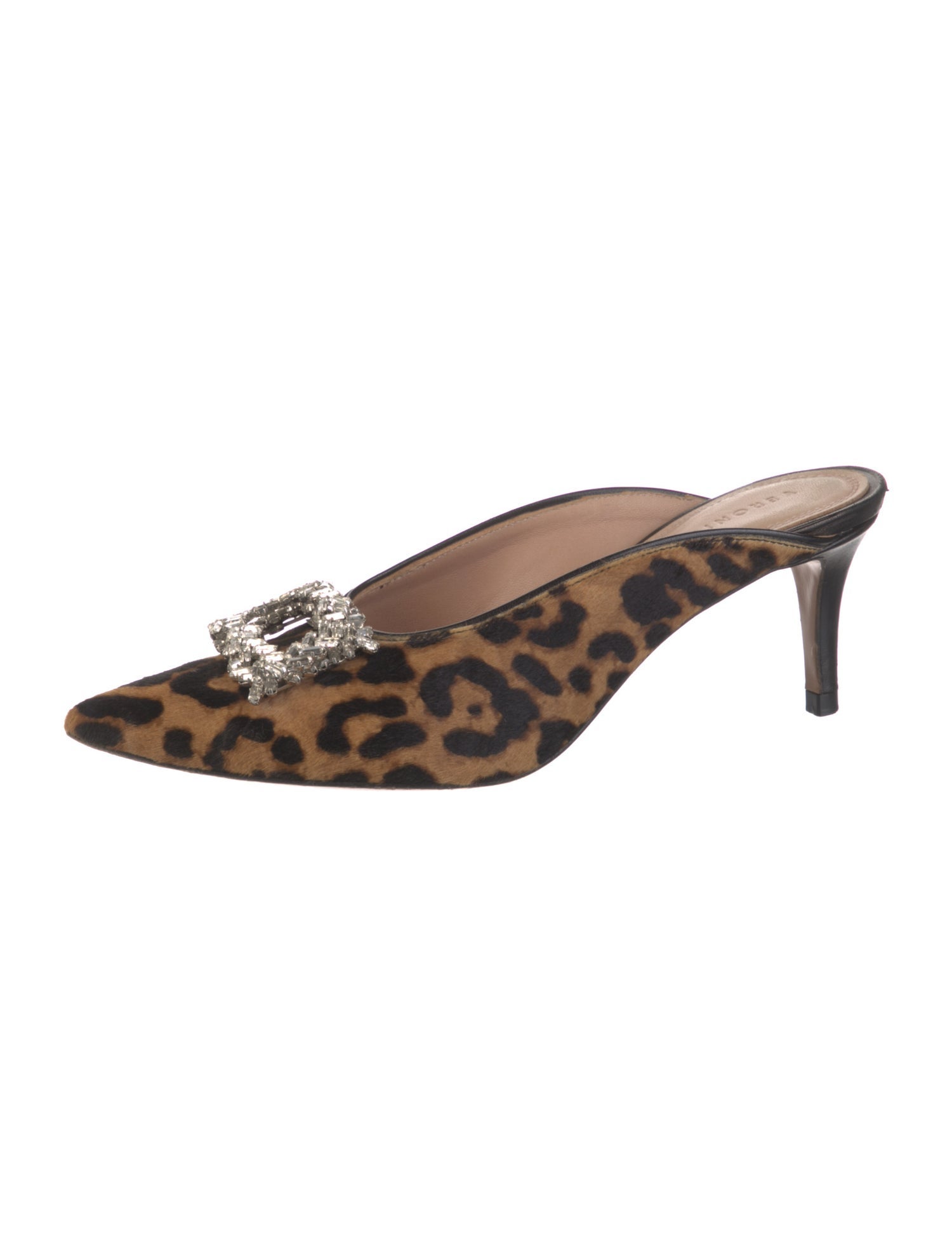 Veronica Beard Faux Fur Animal Print Mules