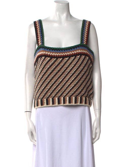 Veronica Beard Striped Square Neckline Crop Top