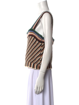 Veronica Beard Striped Square Neckline Crop Top