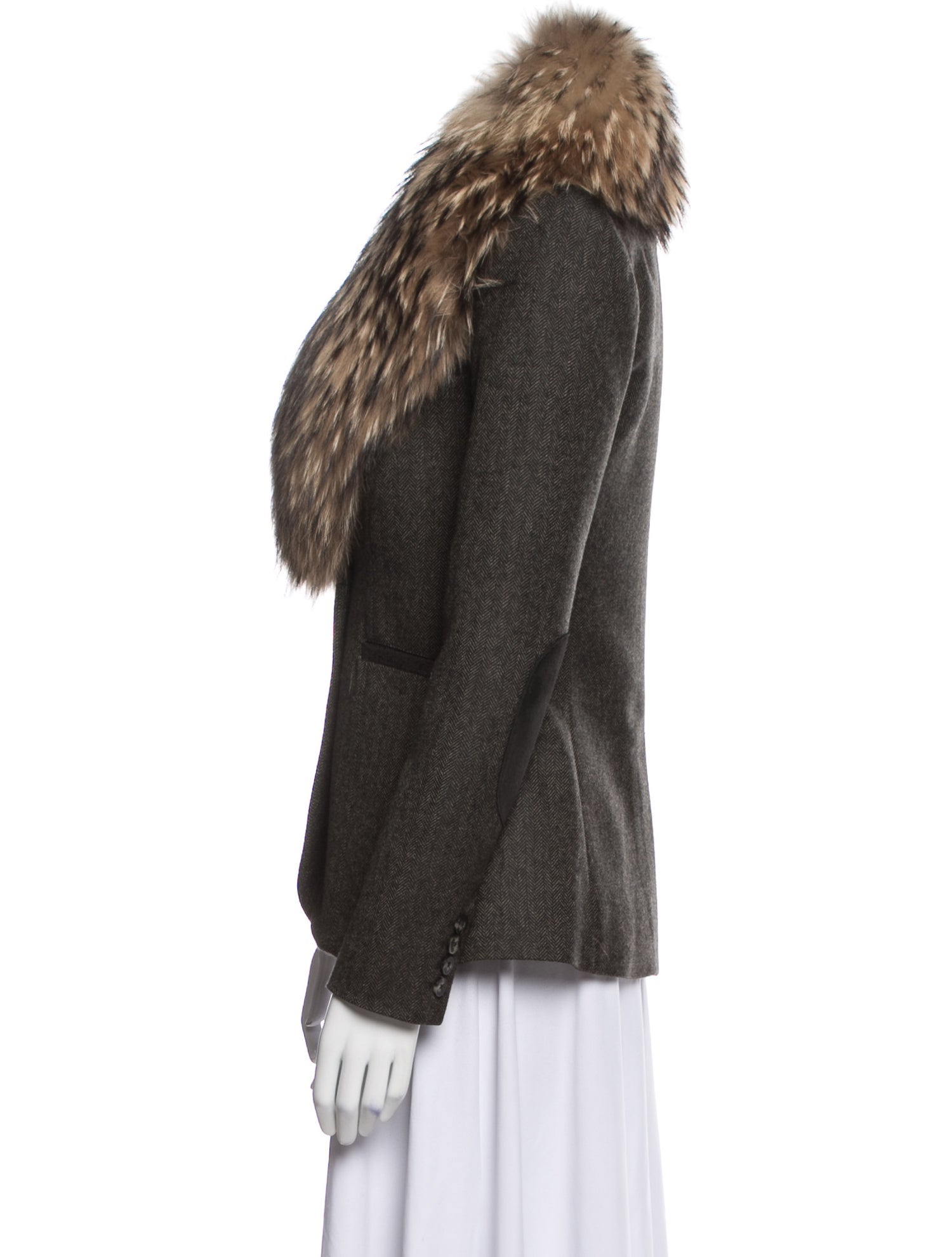 Veronica Beard Wool Printed Faux Fur Jacket