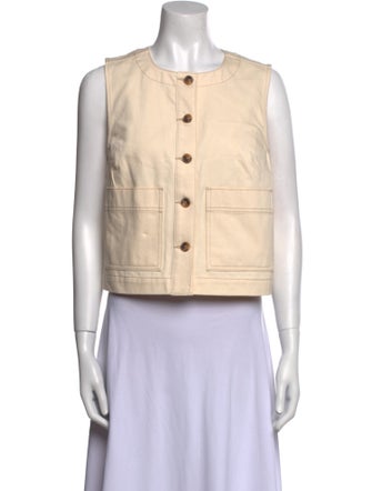 Veronica Beard Crew Neck Sleeveless Crop Top