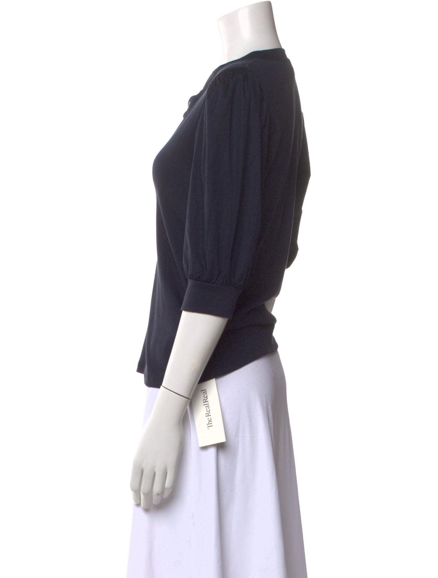 Veronica Beard V-Neck Three-Quarter Sleeve Polo