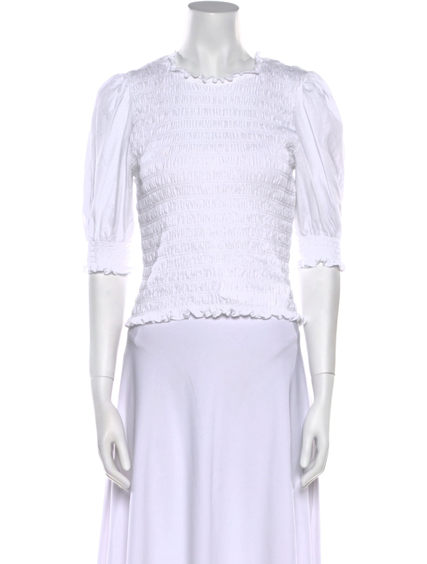 Veronica Beard Crew Neck Three-Quarter Sleeve Crop Top