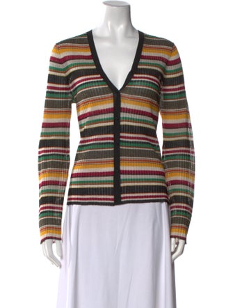 Veronica Beard Striped V-Neck Sweater