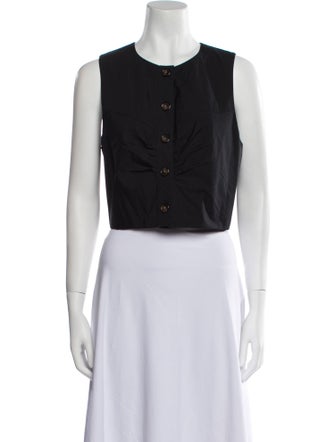 Veronica Beard Crew Neck Sleeveless Crop Top