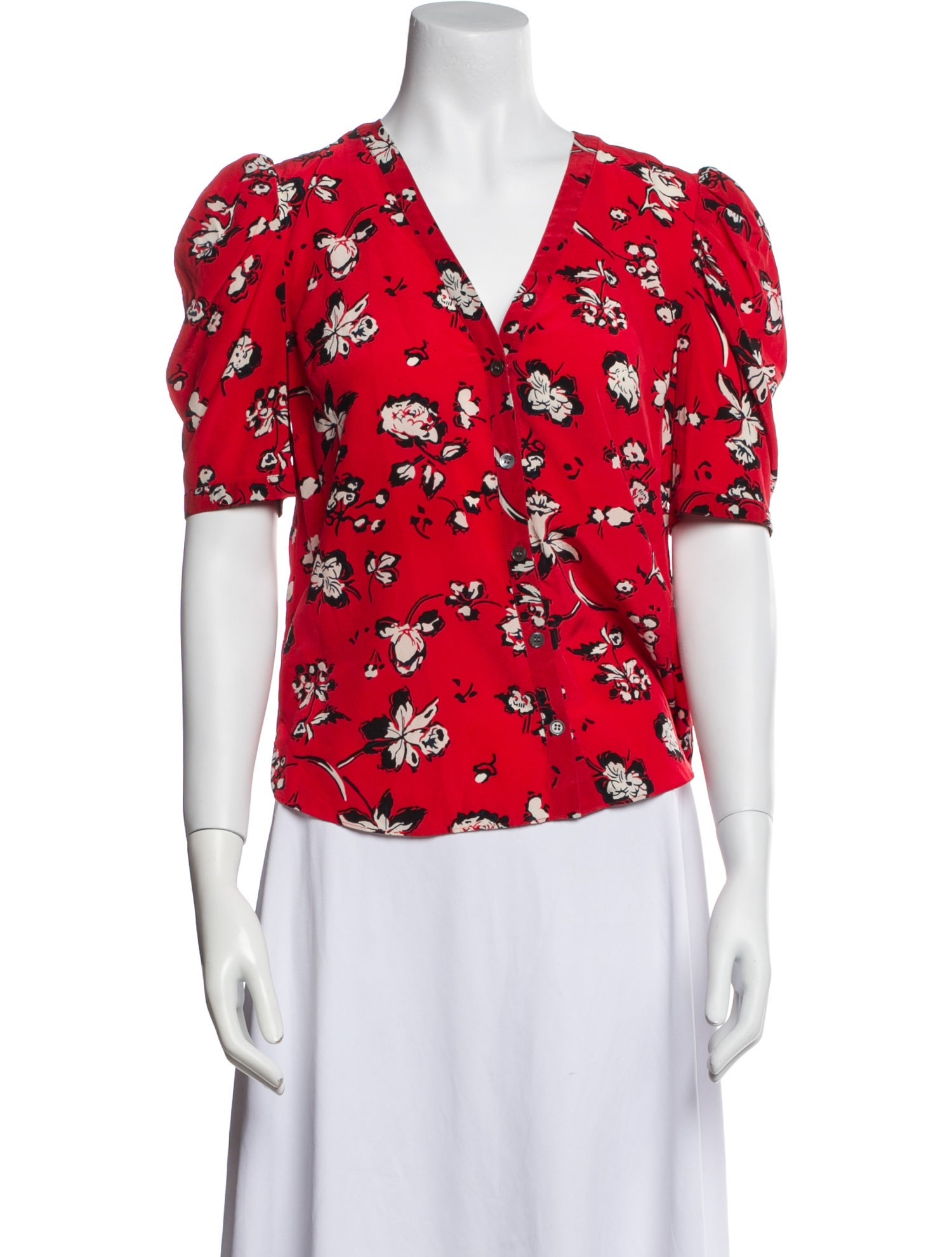 Veronica Beard Silk Floral Print Top