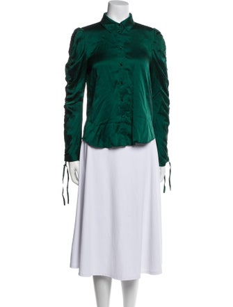 Veronica Beard Silk Long Sleeve Button-Up Top