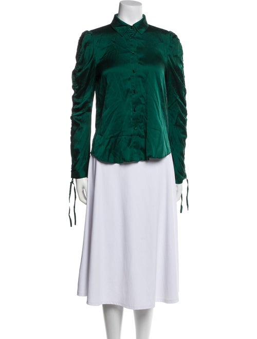 Veronica Beard Silk Long Sleeve Button-Up Top