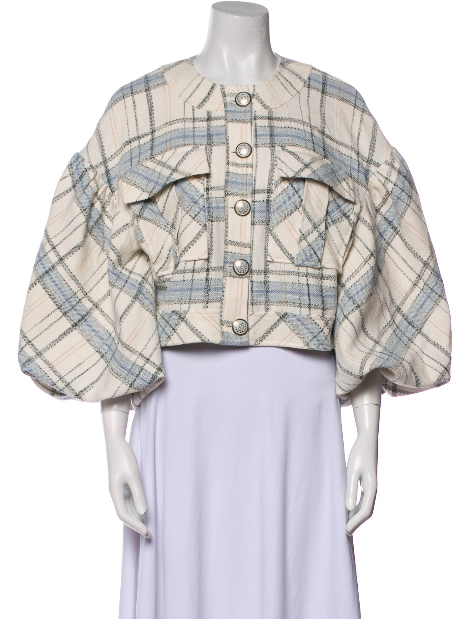 Veronica Beard Plaid Print Denim Jacket