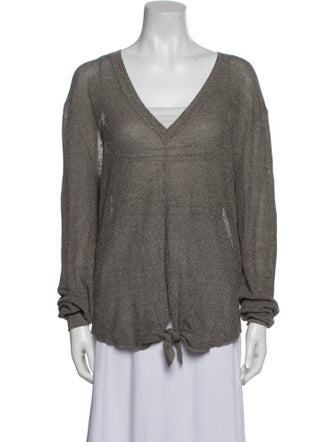 Veronica Beard Linen V-Neck Blouse