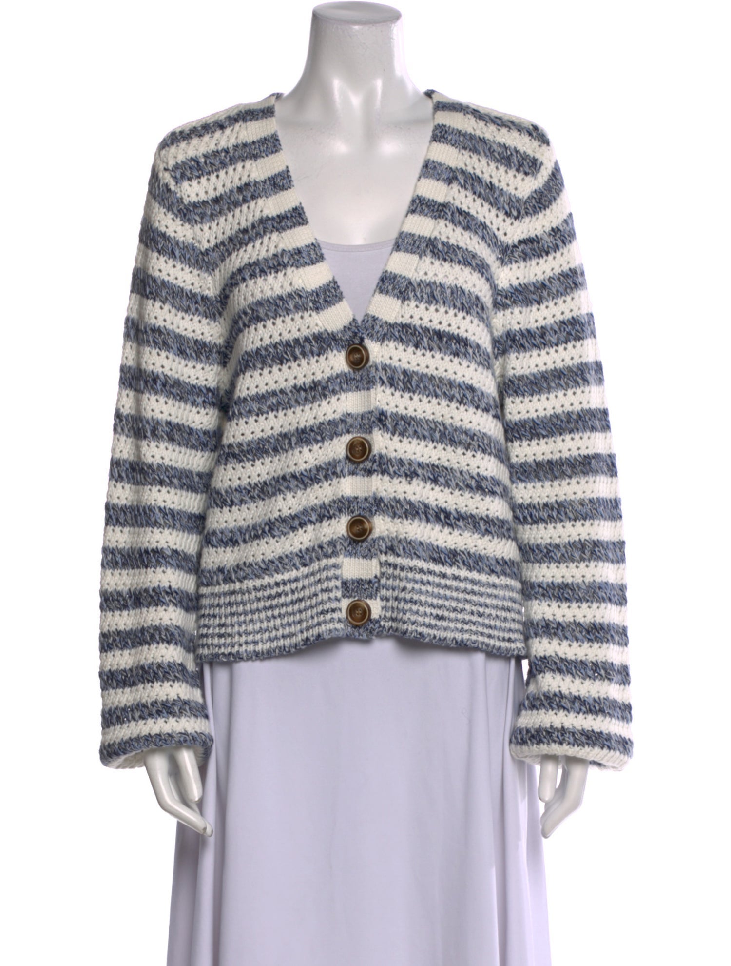 Veronica Beard Striped V-Neck Sweater