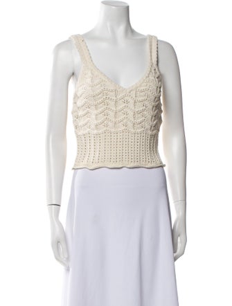 Veronica Beard Patterned V-Neck Crop Top