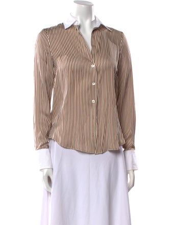 Veronica Beard Striped Long Sleeve Button-Up Top