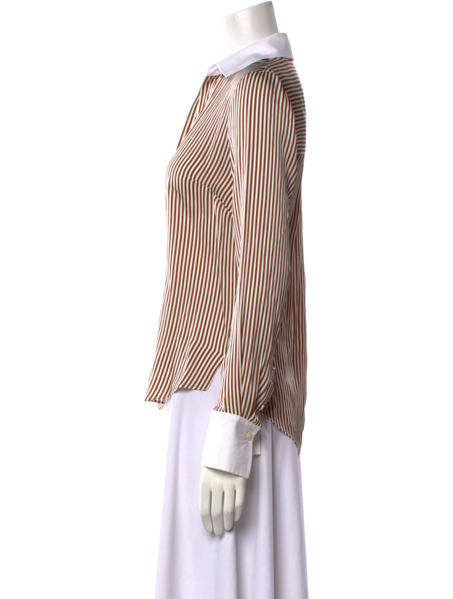 Veronica Beard Striped Long Sleeve Button-Up Top