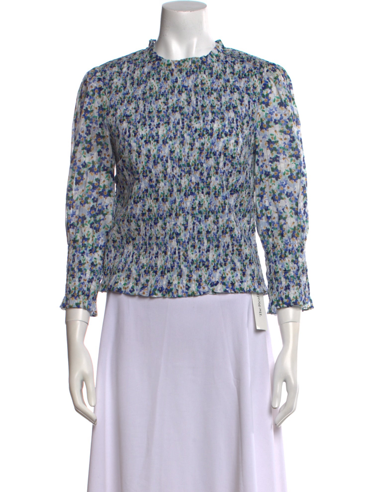Veronica Beard Floral Print Crew Neck Blouse