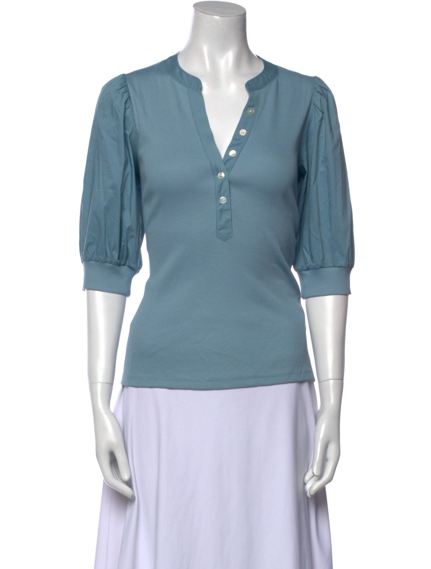 Veronica Beard V-Neck Three-Quarter Sleeve Polo