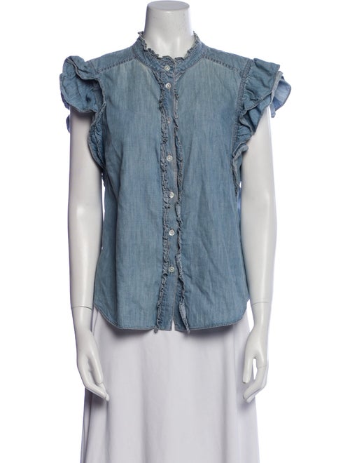 Veronica Beard Mock Neck Sleeveless Button-Up Top