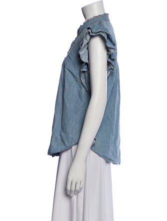 Veronica Beard Mock Neck Sleeveless Button-Up Top