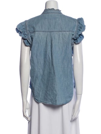 Veronica Beard Mock Neck Sleeveless Button-Up Top