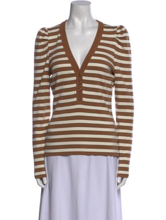Veronica Beard Striped V-Neck Top
