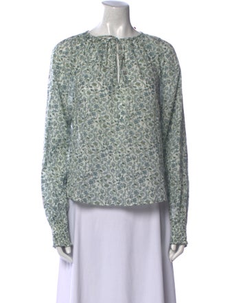 Veronica Beard Floral Print Scoop Neck Blouse