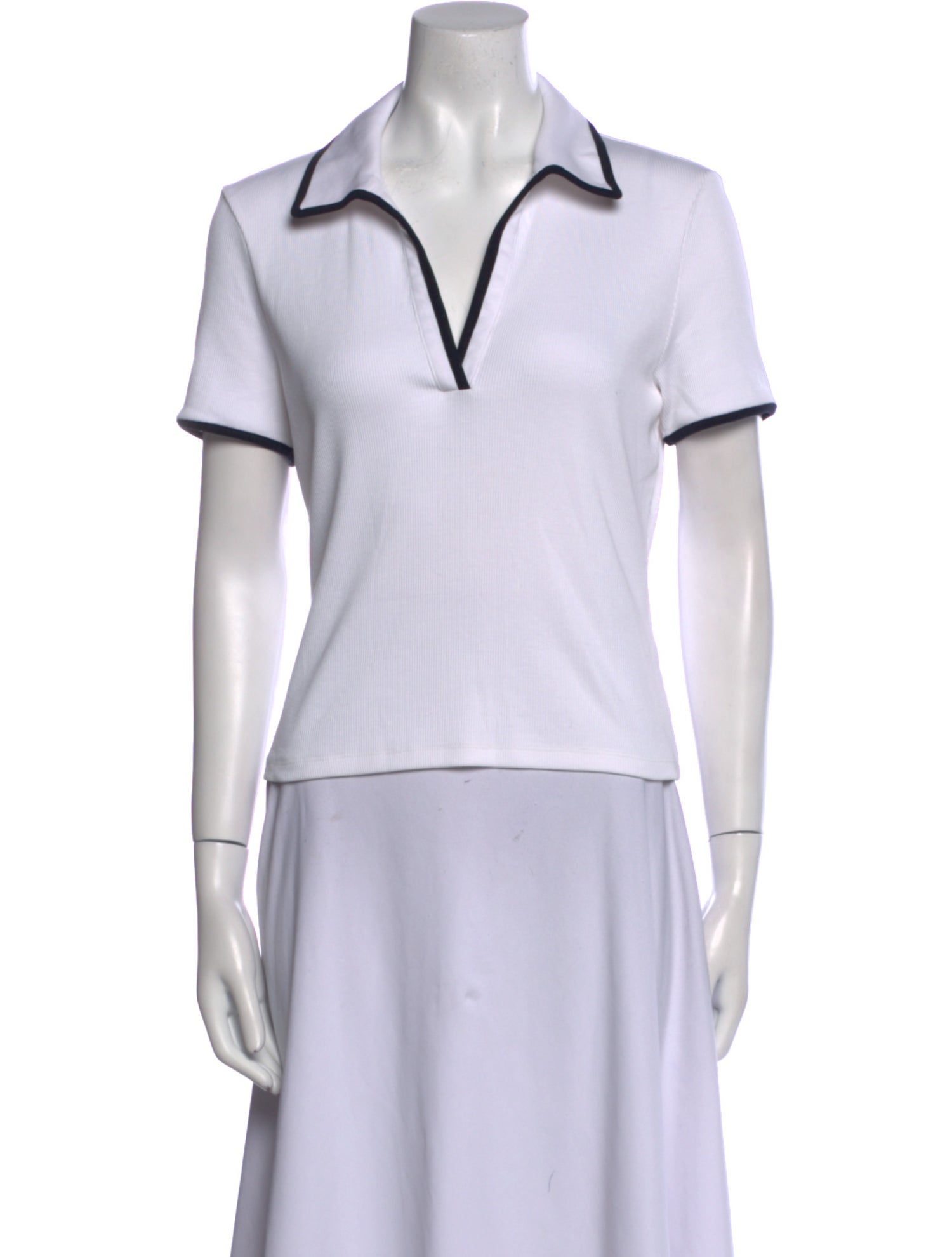 Veronica Beard V-Neck Short Sleeve Polo