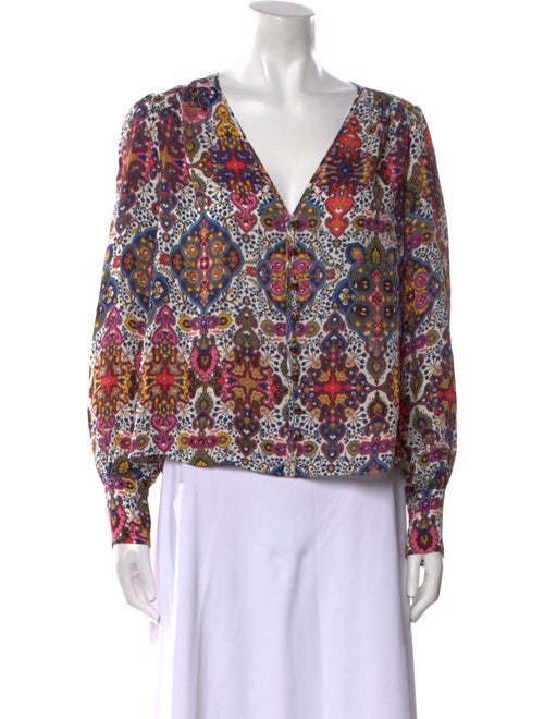 Veronica Beard Printed V-Neck Blouse