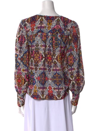 Veronica Beard Printed V-Neck Blouse