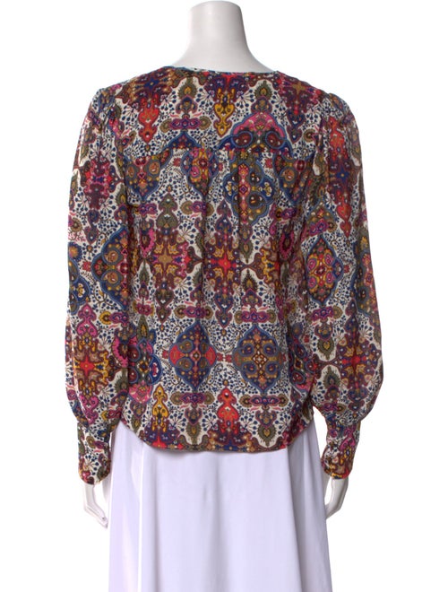 Veronica Beard Printed V-Neck Blouse