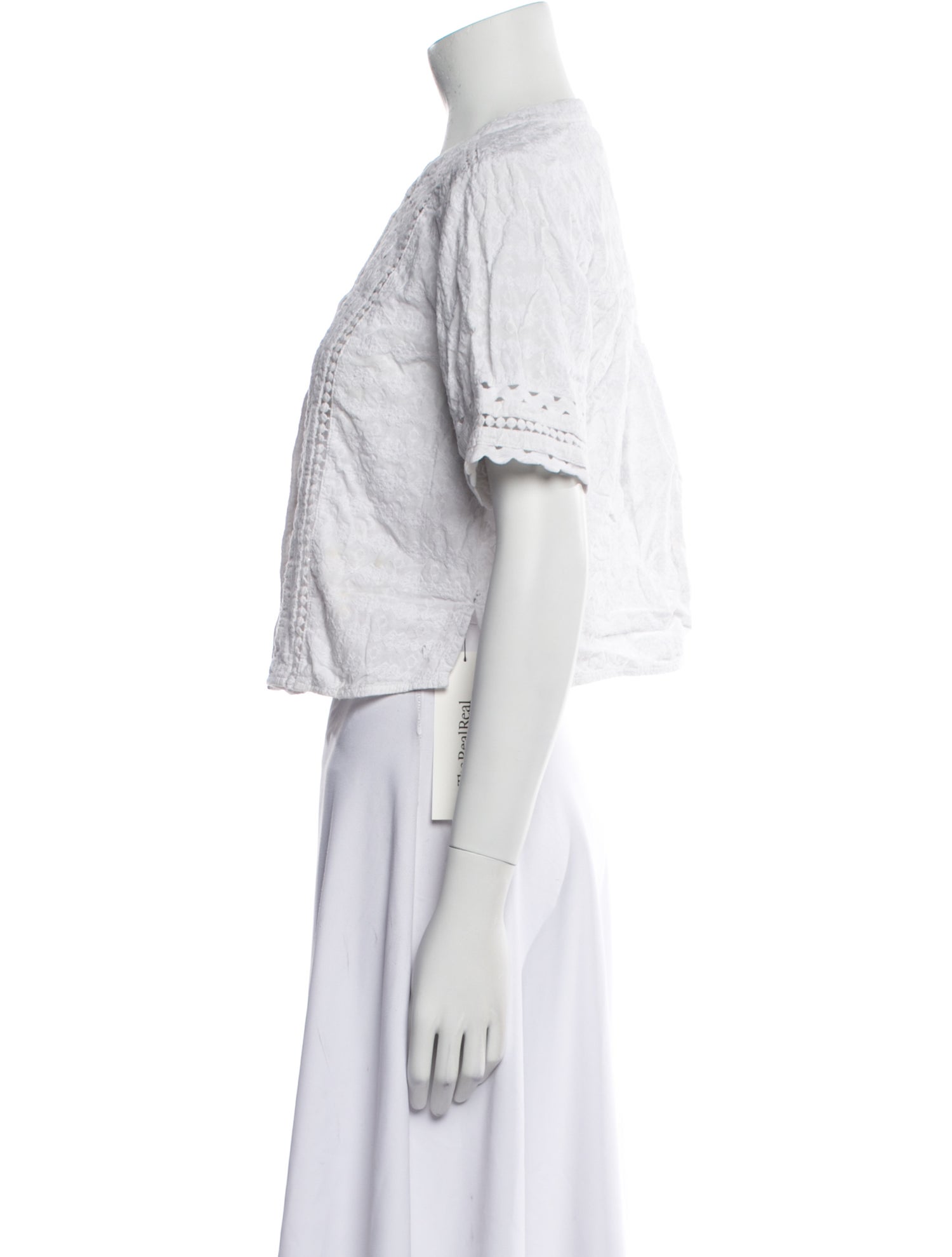 Veronica Beard Mock Neck Short Sleeve Crop Top