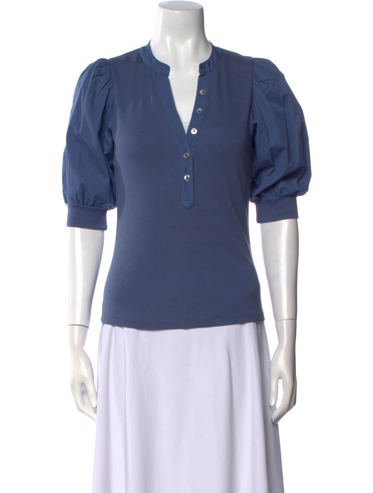 Veronica Beard V-Neck Three-Quarter Sleeve Polo