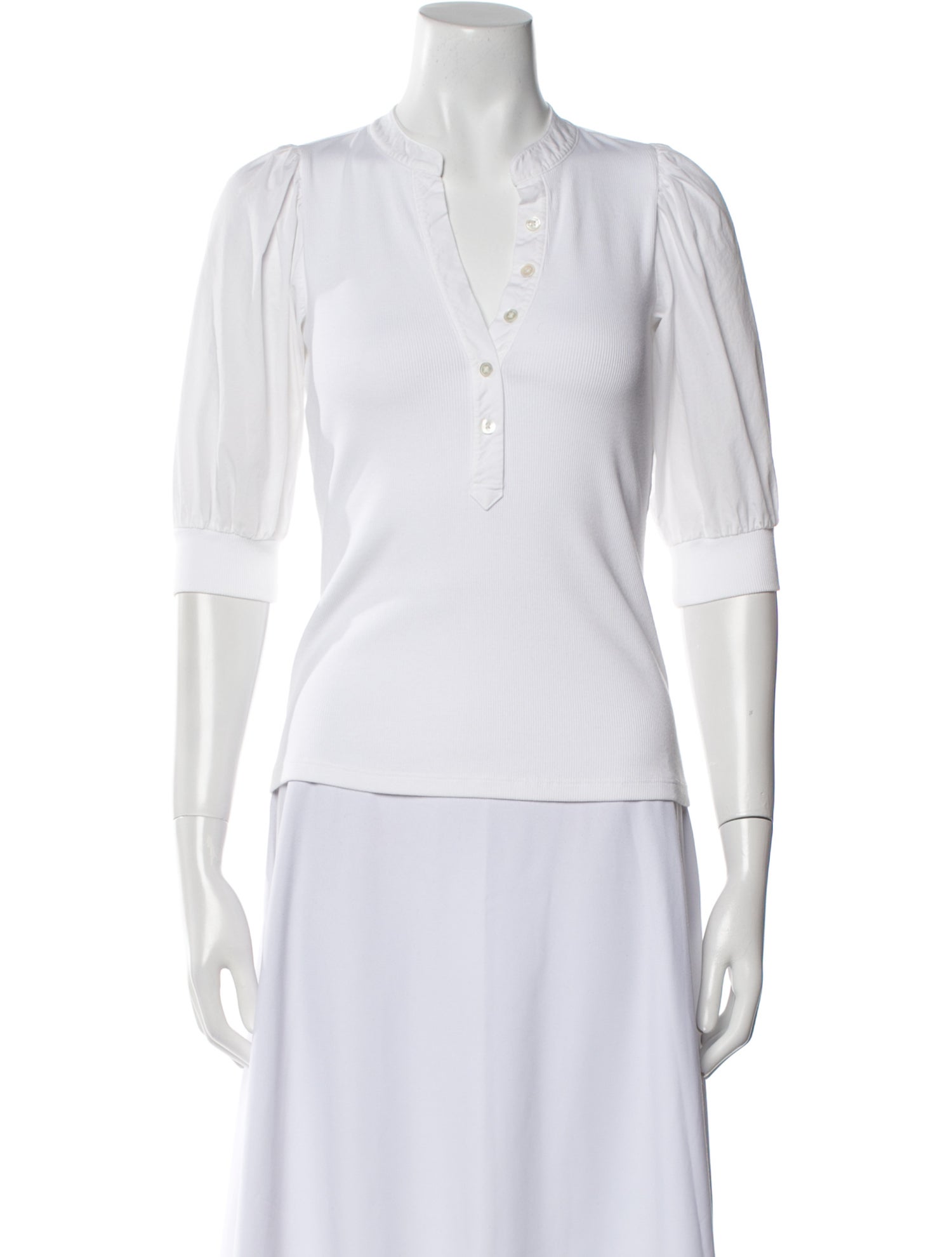 Veronica Beard V-Neck Three-Quarter Sleeve Polo