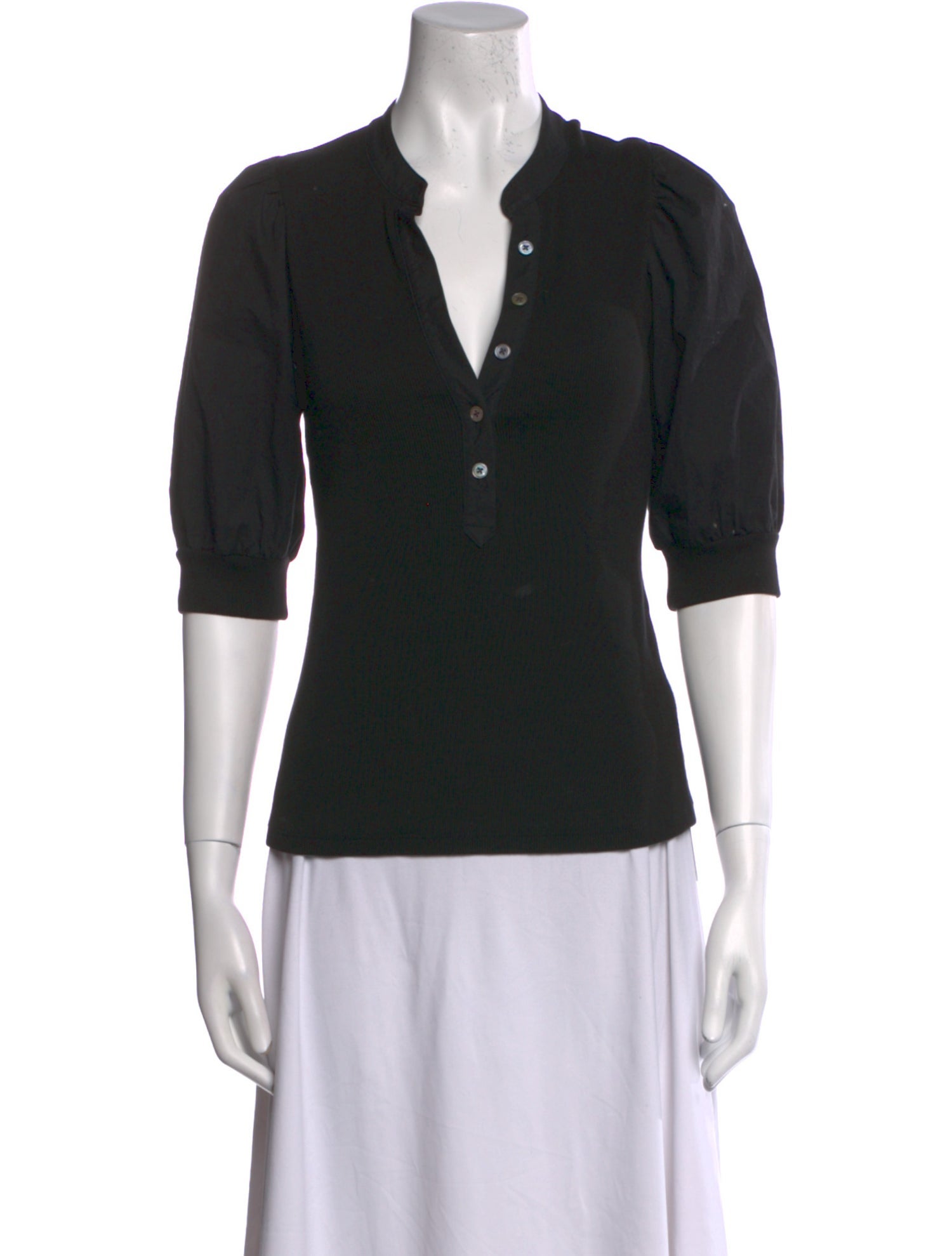 Veronica Beard V-Neck Three-Quarter Sleeve Polo