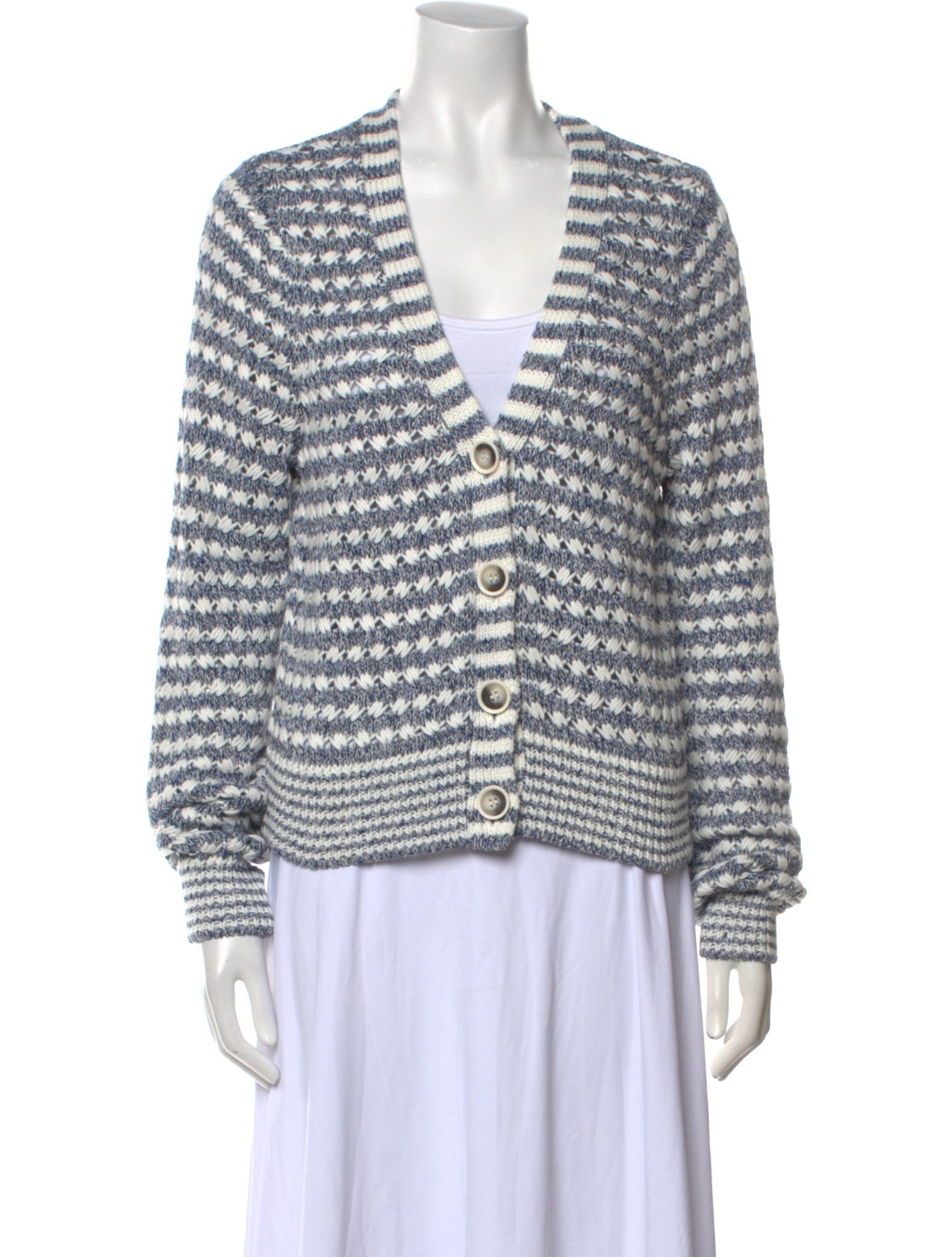 Veronica Beard Striped V-Neck Sweater