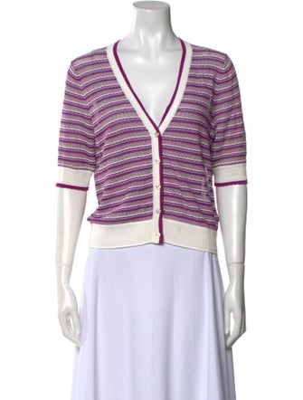 Veronica Beard Striped V-Neck Sweater