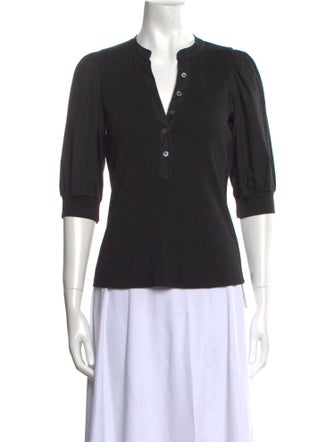 Veronica Beard V-Neck Three-Quarter Sleeve Polo