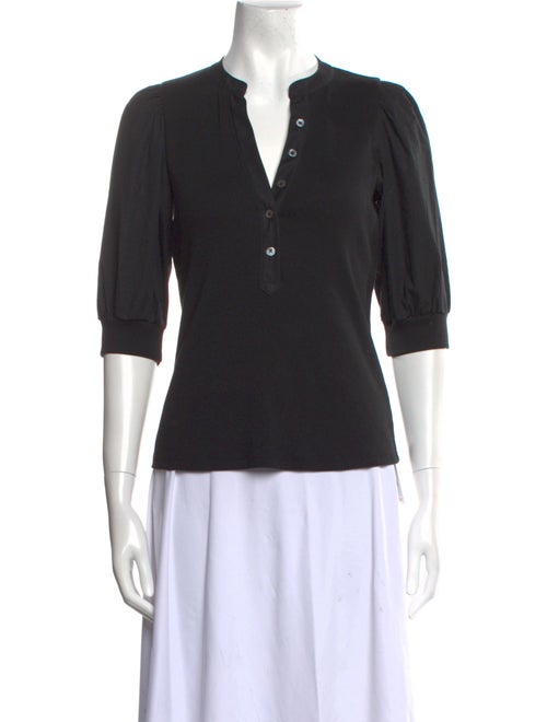 Veronica Beard V-Neck Three-Quarter Sleeve Polo