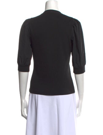 Veronica Beard V-Neck Three-Quarter Sleeve Polo