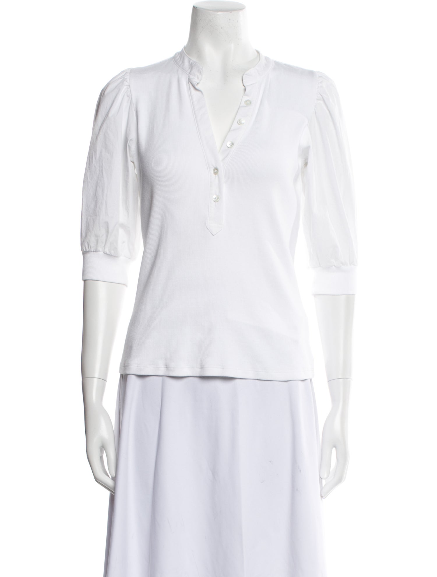 Veronica Beard V-Neck Three-Quarter Sleeve Polo